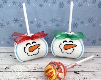 Snowman Lollipop Wrap in the hoop machine embroidery design