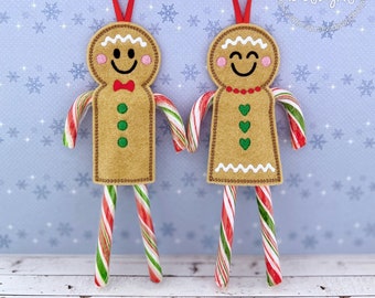 Gingerbread Double Candy Cane Holder in the hoop machine embroidery design