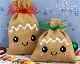 Gingerbread Baby Treat Bag in the hoop machine embroidery design