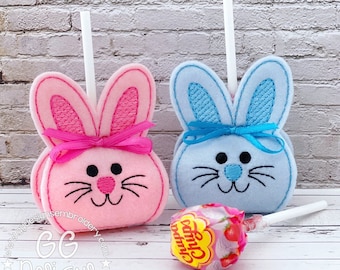 Bunny Lollipop Wrap in the hoop machine embroidery design