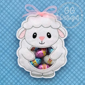 Lamb Peekaboo Treat Bag nel design del ricamo della macchina del cerchio