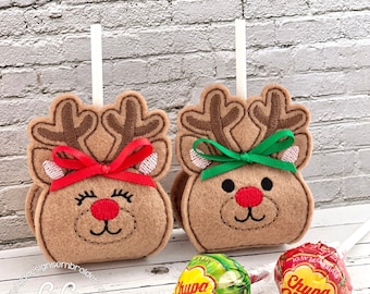 Reindeer Lollipop Wrap in the hoop machine embroidery design