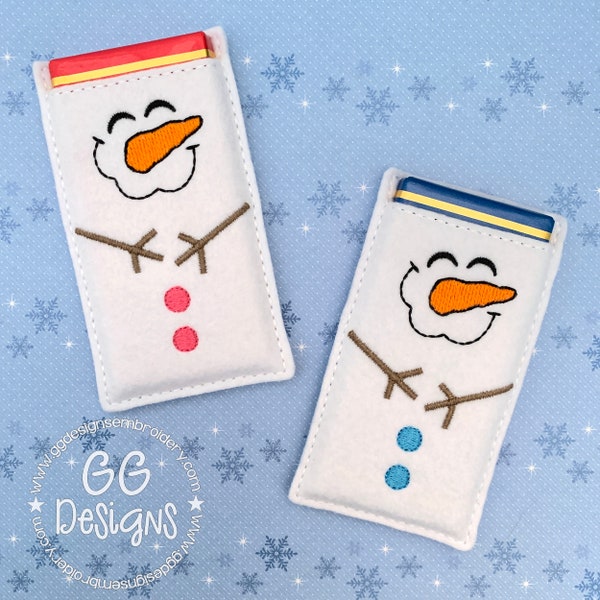 Happy Snowman Chocolate Sleeve in the hoop machine embroidery design