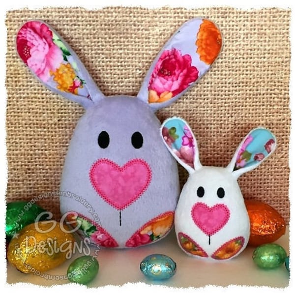 Bunny Egg softie / stuffie in the hoop machine embroidery design