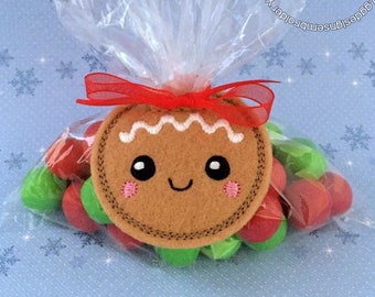 Gingerbread Baby Treat Bag Topper in the hoop machine embroidery design