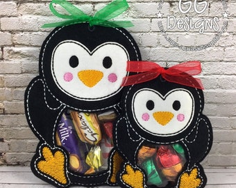 Penguin Peekaboo Treat Bag in the hoop machine embroidery design