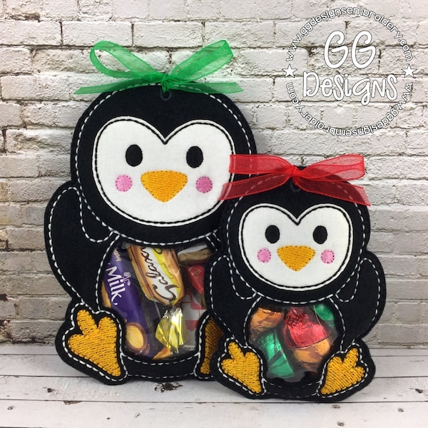 Penguin Peekaboo Treat Bag in the hoop machine embroidery design