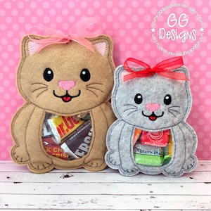 Cat Peekaboo Treat Bag in the hoop machine embroidery design