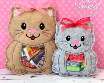 Cat Peekaboo Treat Bag in the hoop machine embroidery design