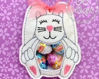 Floppy Bunny Peekaboo Treat Bag in the hoop machine embroidery design
