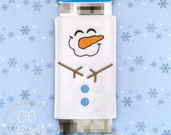 Snowman Chocolate Bar Slider in the hoop machine embroidery design