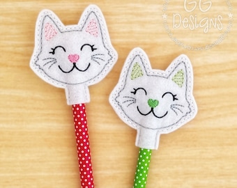 Sweet Kitty Pencil Topper in the hoop machine embroidery design