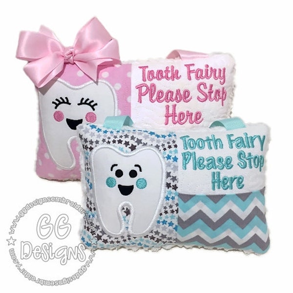 Boy and Girl Tooth Fairy Pillow in the hoop machine embroidery design