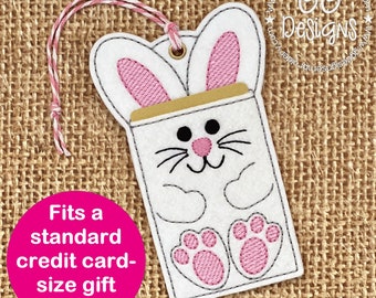Bunny Gift Card Holder in the hoop machine embroidery design