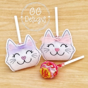 Sweet Kitty Lollipop Wrap in de hoepelmachine borduurmotief