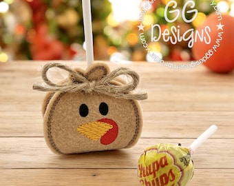 Turkey Lollipop Wrap in the hoop machine embroidery design