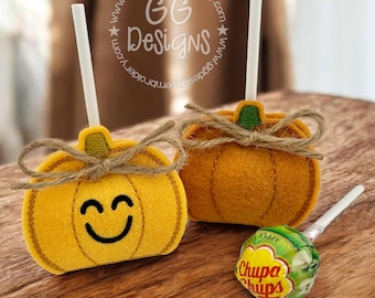 Pumpkin Lollipop Wrap in the hoop machine embroidery design