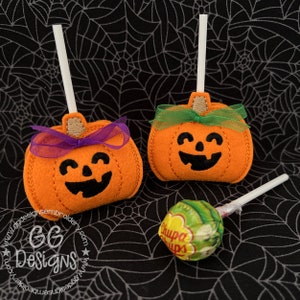 Jack O Lantern Lollipop Wrap in the hoop machine embroidery design
