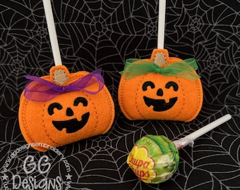 Jack O Lantern Lollipop Wrap in the hoop machine embroidery design