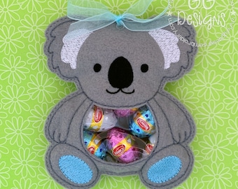 Koala Peekaboo Treat Bag in the hoop machine embroidery design