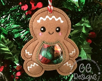 Gingerbread Peekaboo Treat Bag in the hoop machine embroidery design