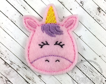 Unicorn Head Felt Stitchies / feltie in the hoop machine embroidery design