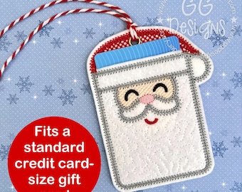 Santa Gift Card Holder in the hoop machine embroidery design