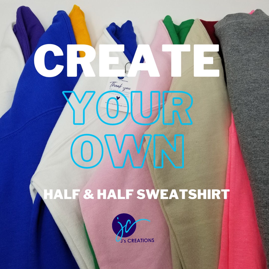 Blank Two-tone Crewneck Sweatshirt, Split Color Blockteam Spirit