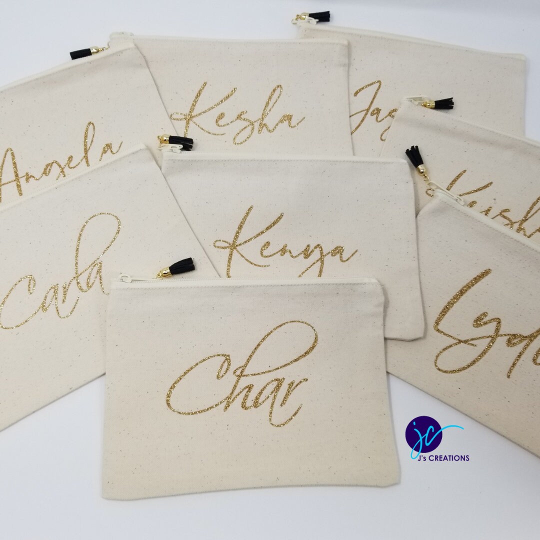 Custom Name Pouches Name Clutch Name Bag Bridesmaid Gift Etsy