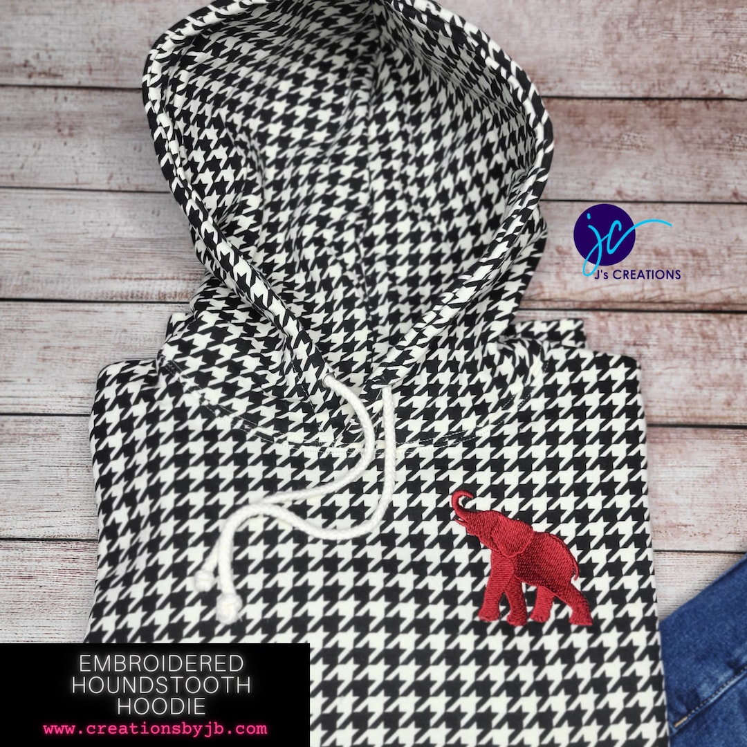 Houndstooth Hoodie Custom Embroidery Alabama Houndstooth Men's Hoodie