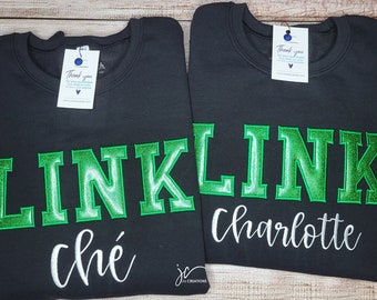 LINK Embroidered Glitter Sweatshirt, Links Embroidered Sweatshirt, Link Sweatshirt, Black Link Sweatshirt, LINK Embroidered Sweatshirt