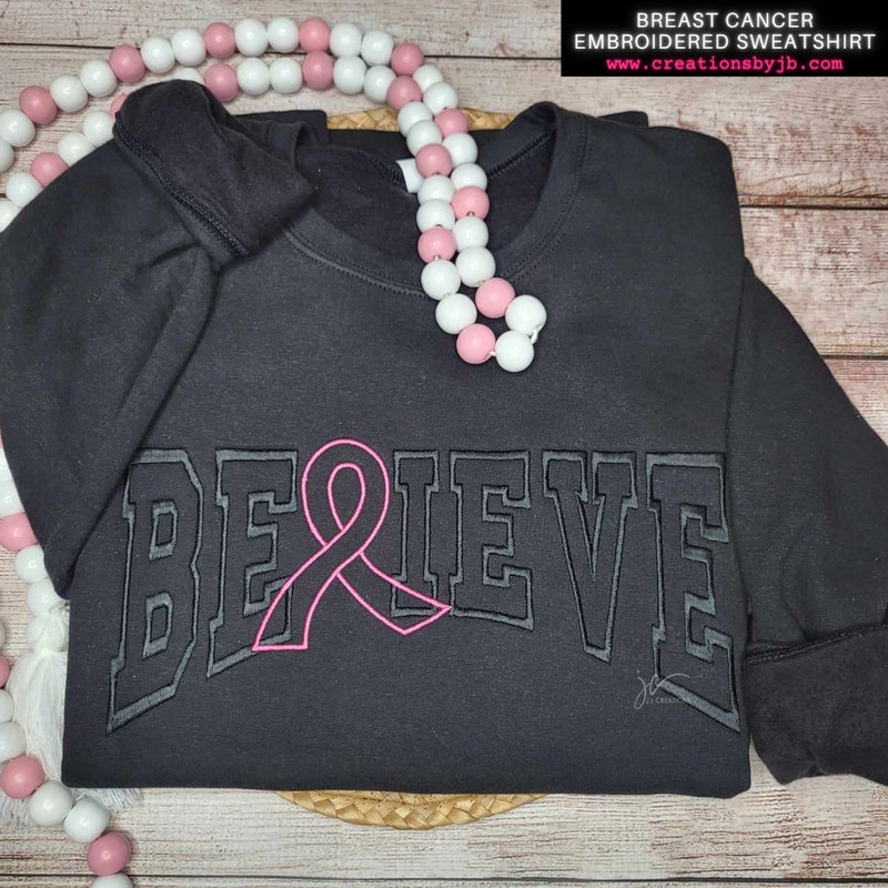 Embroidered Cancer Fighter Sweater