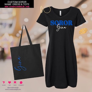 Zeta Phi Beta Dress Add Tote | Custom Name Dress | Custom Dress | T-Shirt Dress | Gift for Mom