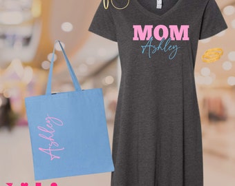 Jack & Jill MOM Dress - Add A Tote | Jack and Jill Name Dress | Custom Jack N Jill Dress | T-Shirt Dress | Gift for Mom | Jack and Jill Para