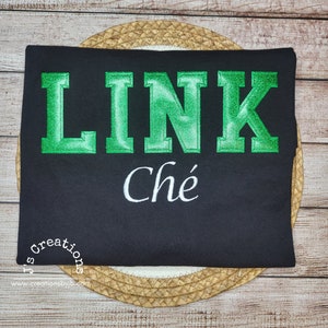 LINK Embroidered T Shirt, Links Para, LINKS Embroidered T Shirt, Embroidered T Shirt, Black LINK T Shirt