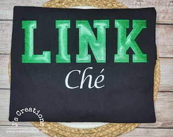LINK Embroidered T Shirt, Links Para, LINKS Embroidered T Shirt, Embroidered T Shirt, Black LINK T Shirt