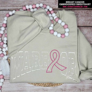 Warrior Embroidered Sweater | Breast Cancer Awareness Sweatshirt | Survivor | Pink | Cancer Survivor