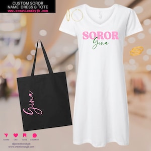 AKA Dress Add Tote | Custom Name Dress | Custom Dress | T-Shirt Dress | Gift for Mom