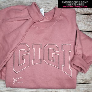 Custom Name Block Sweater | Embroidered Sweatshirt | Custom Gift for Her | Birthday Gift for Mom | Pink Sweater for Women