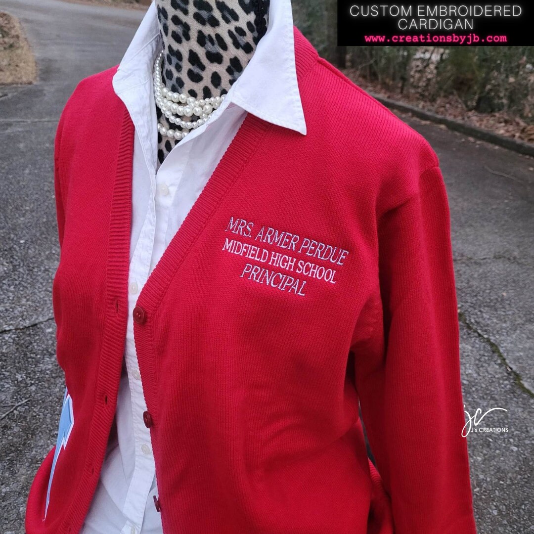 Name Number and Letter Cardigan Custom Embroidered Cardigan for College