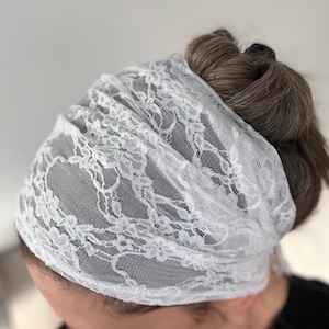 Christian Headcovering, Lace headband for prayer, Prayer head cover, Modest Headcovering for women, Wide easy to wear Tie on headcover