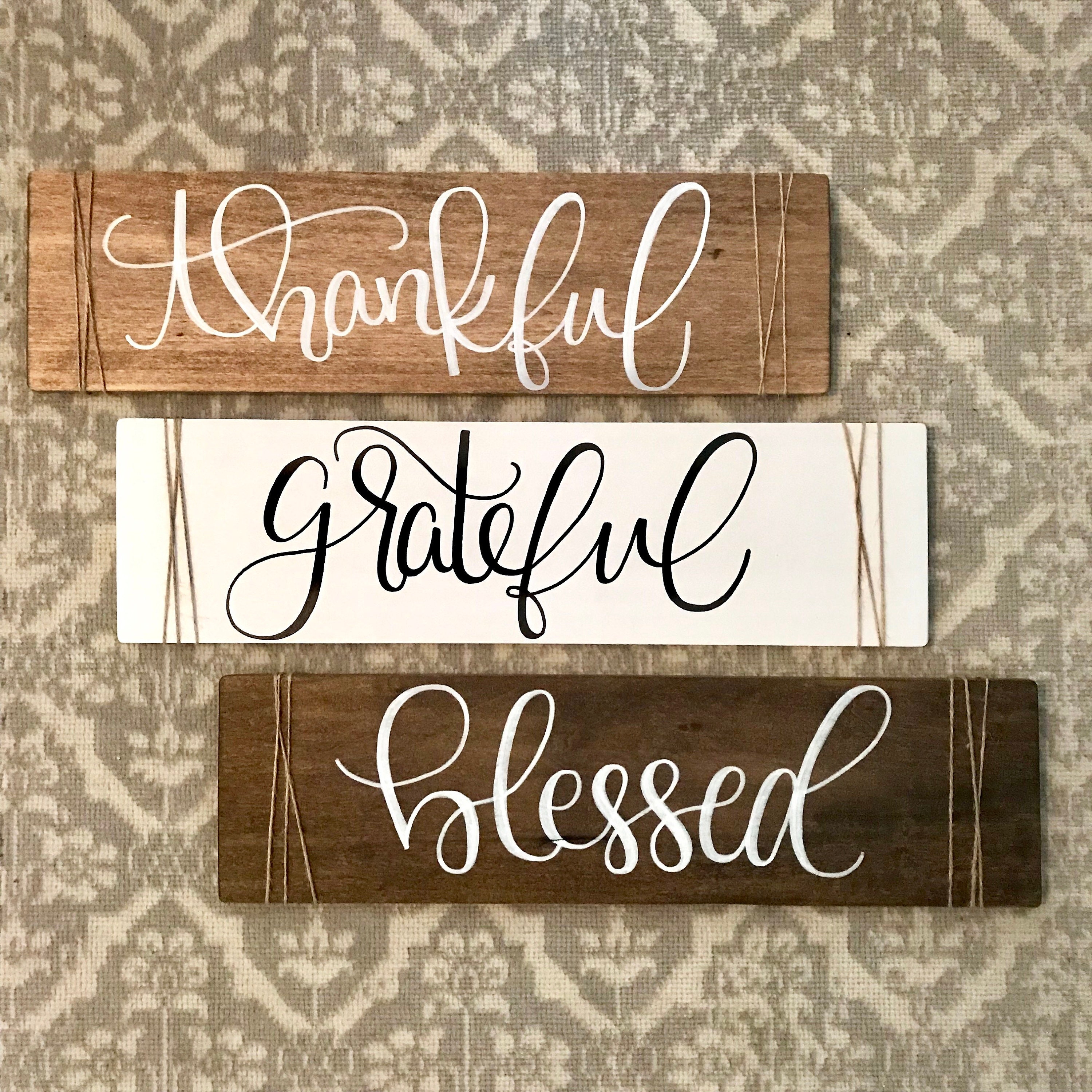 Grateful thankful blessed sign grateful thankful blessed | Etsy