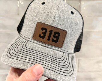 Area Code leather hat, state hat, state outline hat, mens leather patch hat, state pride hat, custom state hat, hats for men, custom hat