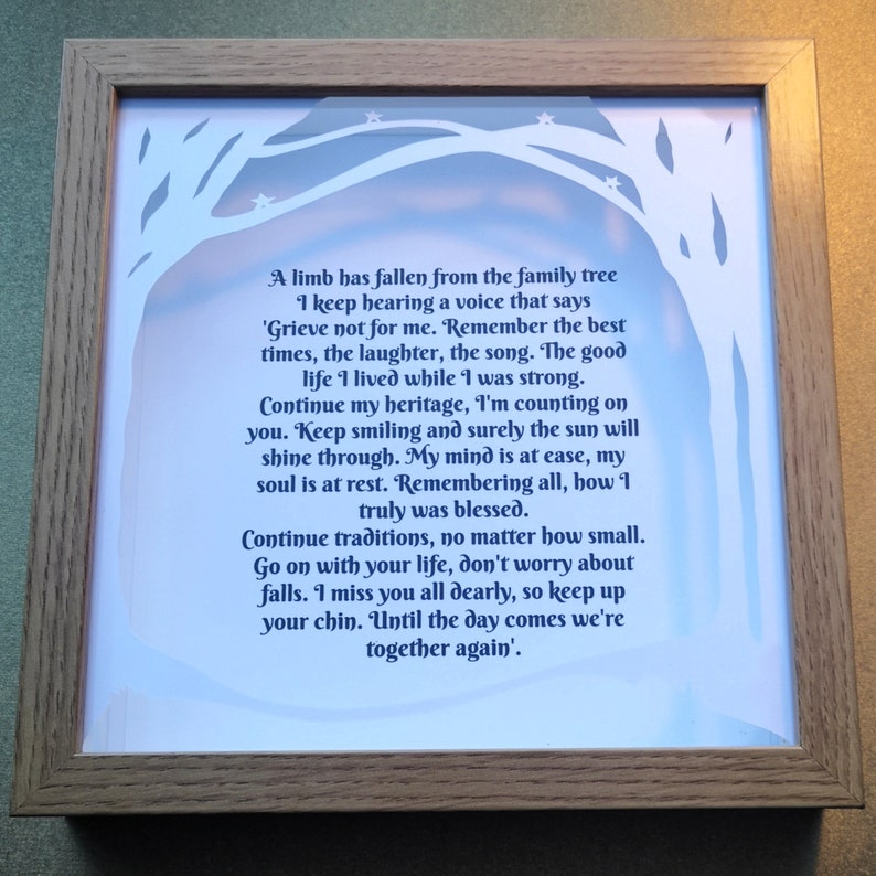 Bereavement gift frame, Remembering a loved one, sympathy gift, someone in heaven, memorial keepsake, rememberance gift, papercut mount. image 1