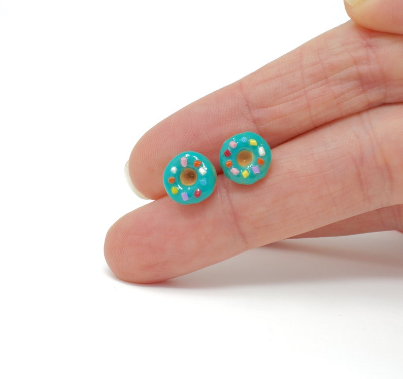 Donut Stud Earrings Hypoallergenic Doughnut Earrings Silver Etsy