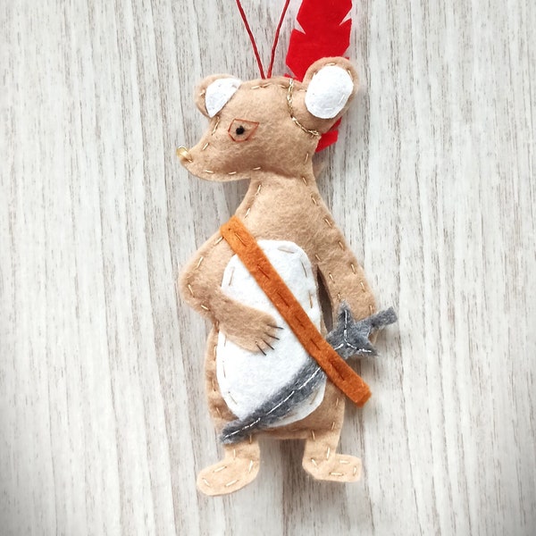 Reepicheep Ornament, Felt Ornament, Narnia Ornament, Felt Mouse, Baby Shower Gift, Nursery Decoration, Christmas Gift, Christmas Ornament