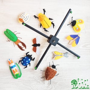 Bug Mobile, Beetles Mobile, Insect Mobile, Handmade Baby Mobile, Felt Decoration, Hanging Mobile, Crib Mobile, Baby Shower Gift, Bug Art