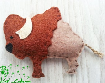 Buffalo Ornament, Bison Ornament, Buffalo with Wings, Hanging Decoration, Handmade Gift, Felt Ornament, Pesonalized Gift, Keepsake, Bull