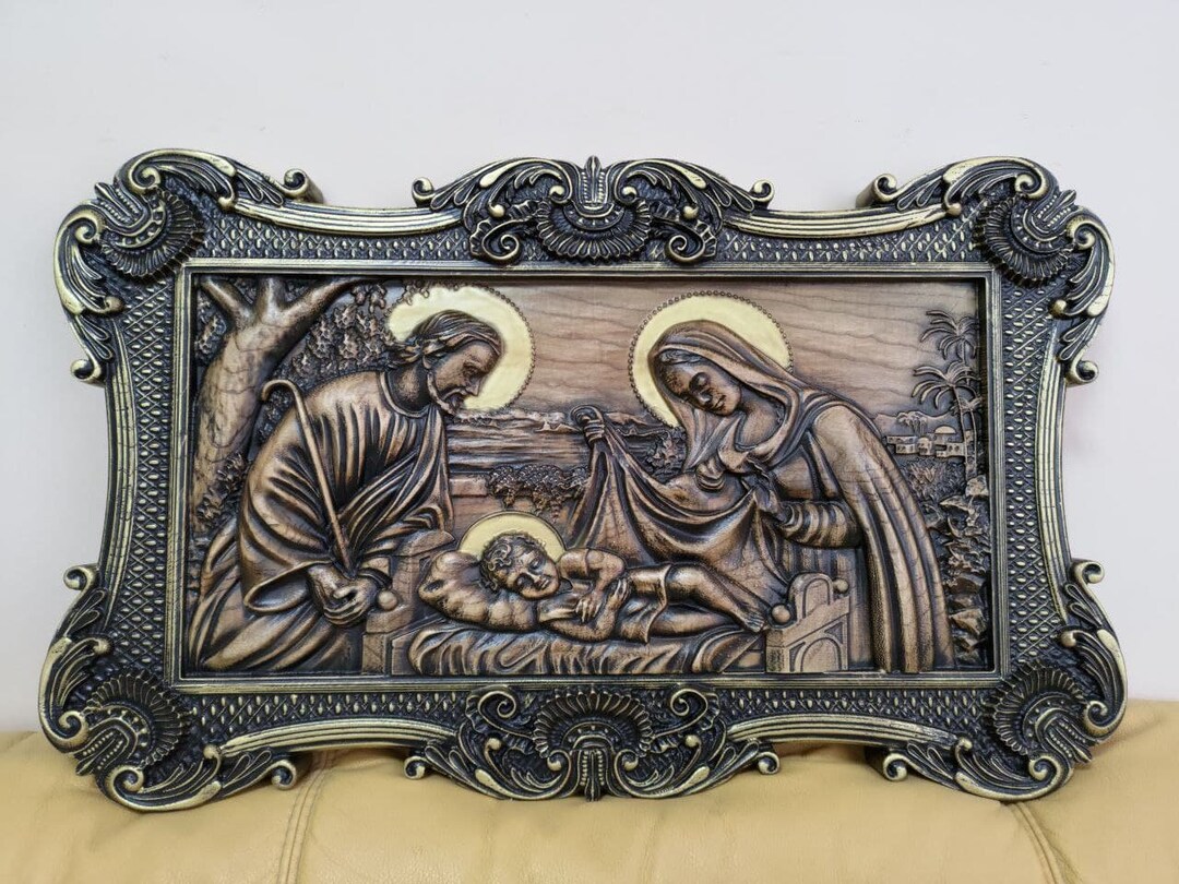3D Carved Wooden Picture With Holy Family Wall Art for Home and Kitchen Decor From Ukraine Etsy