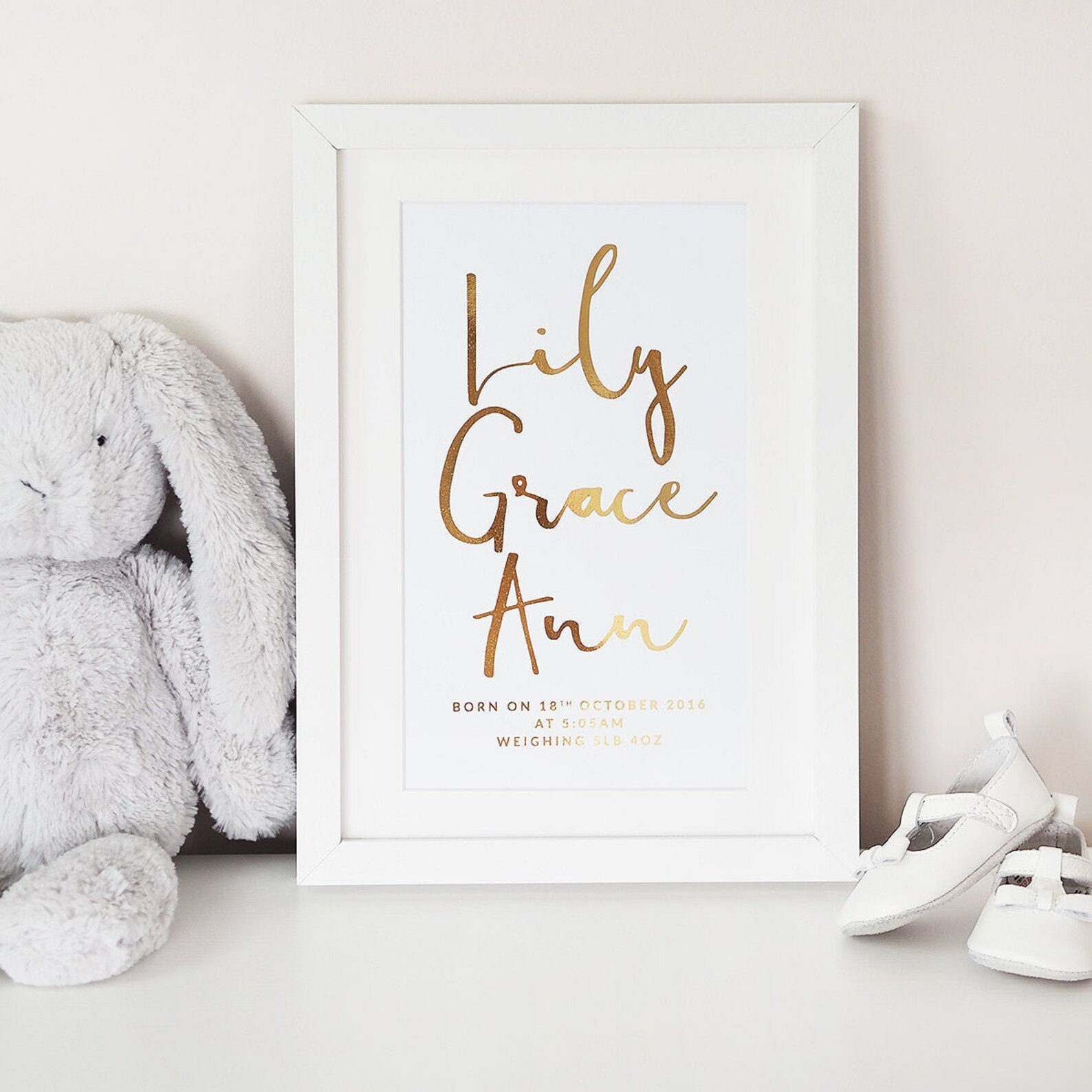 Personalised Baby Name Wall Art Foil Print Etsy